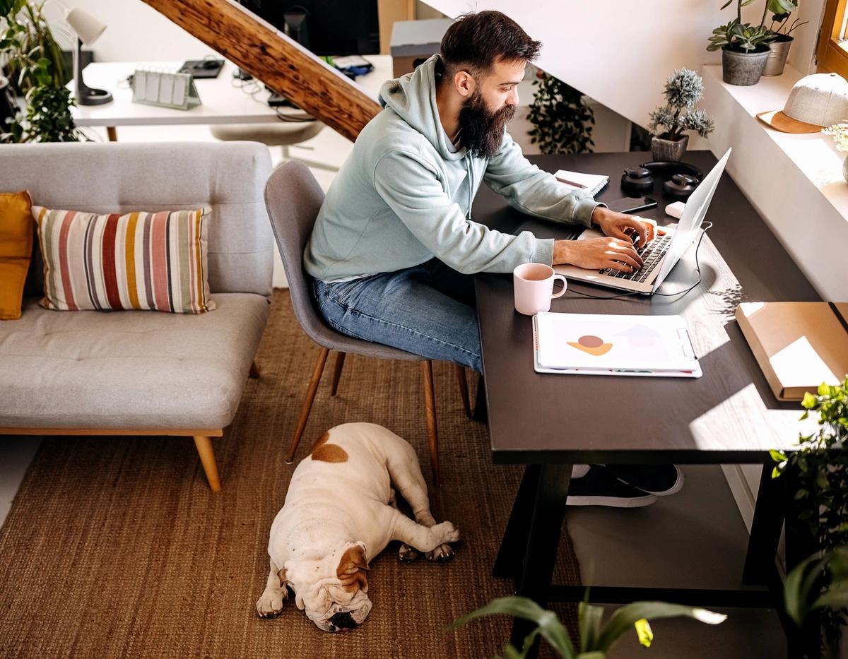 freelancer man working at home